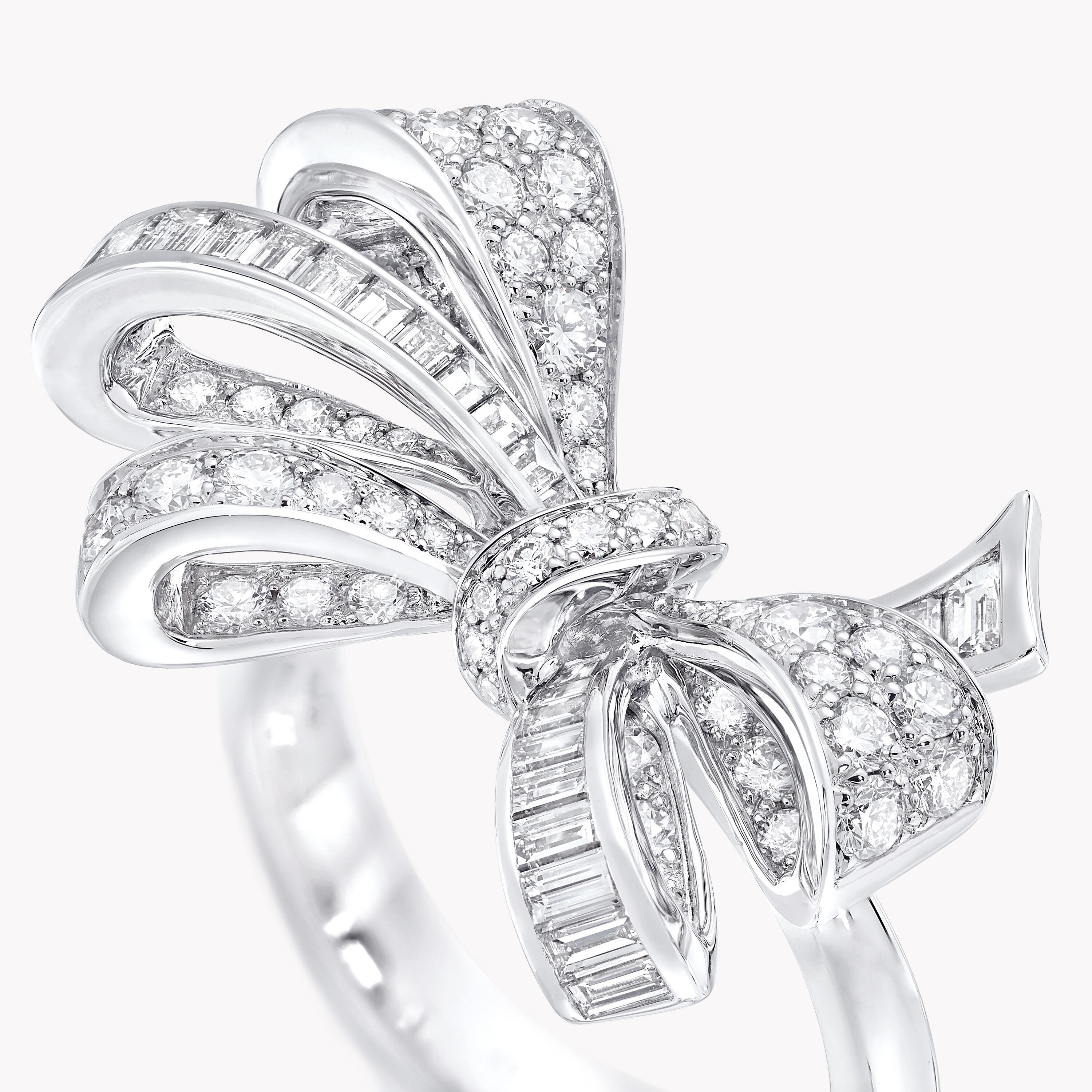 Platinum Contemporary Diamond Bow & Pearl Ring – Alexandra Mor